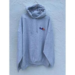 Jerzees Nublend Mens Vintage FedEx Ground Federal Express Hoodie Jacket Gray Sz